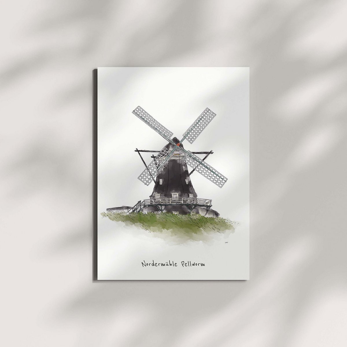 Postcard Pellwormer Nordermühle