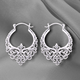 Gode ​​Karma Sølvspidse Creoler - 925 Sterling Boheme Style Øreringe OHR925-11
