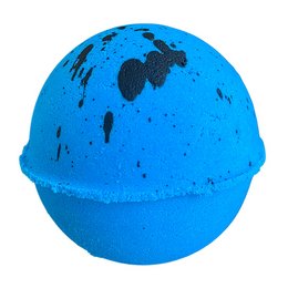 A round, blue bath bomb with a swirling pattern resembling a globe or world map. The bath bomb appears to be part of a product line or collection called "Beautyschoice".