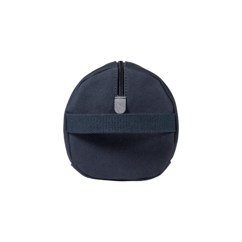 K2005DF | Beauty Case in Canvas 100% Cotton/Genuine Full Grain Leather, Naked. Blue colour. Side handle. Zipper closure. Dimensions: 25 x 15 x 17 cm. Packaging: TNT bag