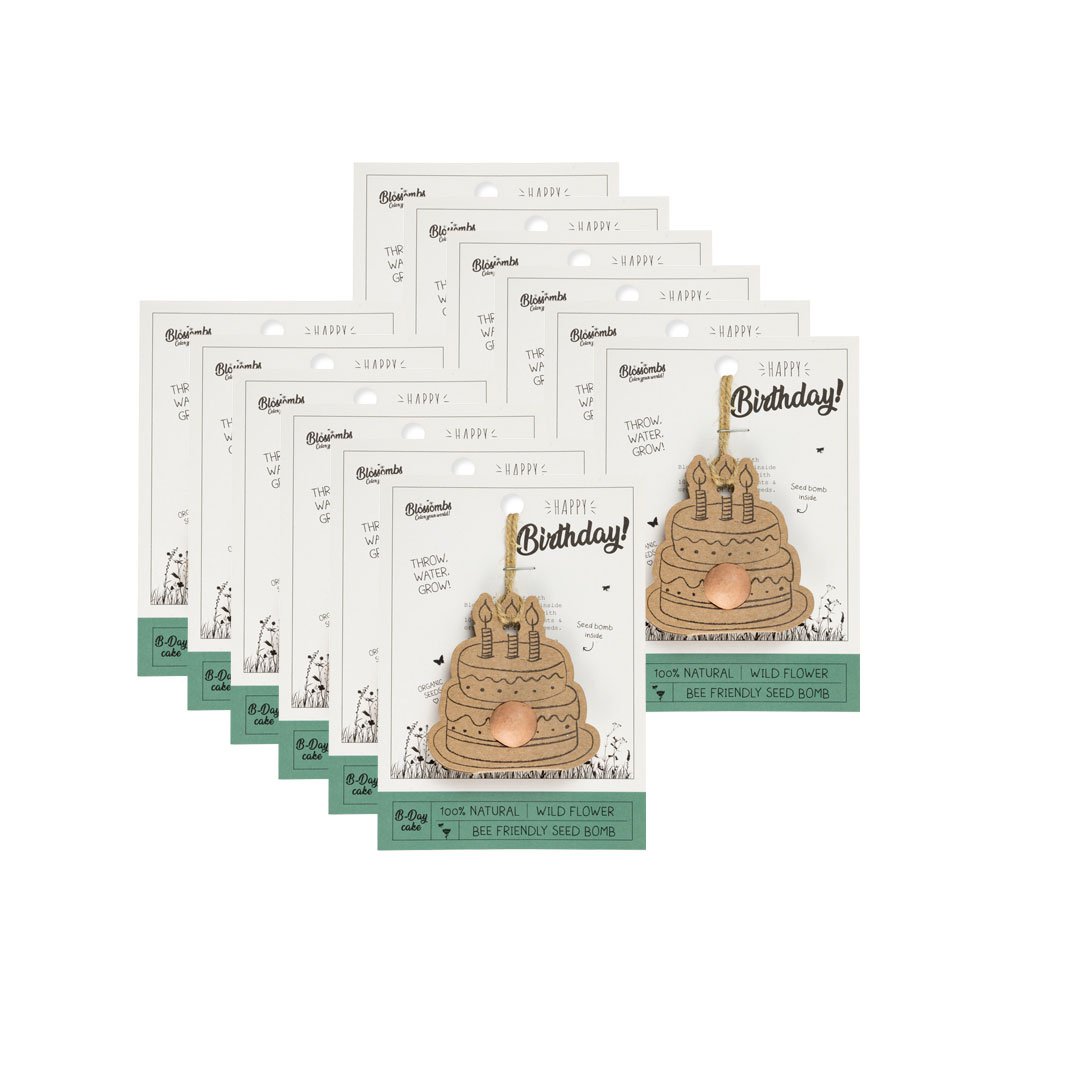 Geschenkkarte mit Samenbombe - Happy birthday - 12 Stück