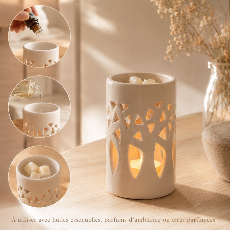Brûle Parfum – Forêt Nude – Bougeoir Aromathérapie – Fondants, Cires Parfumées – Senteurs d’Ambiance – Idée Cadeau