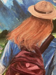 Kvinde i bjergene – Bergbloei | A4 kunst plakat