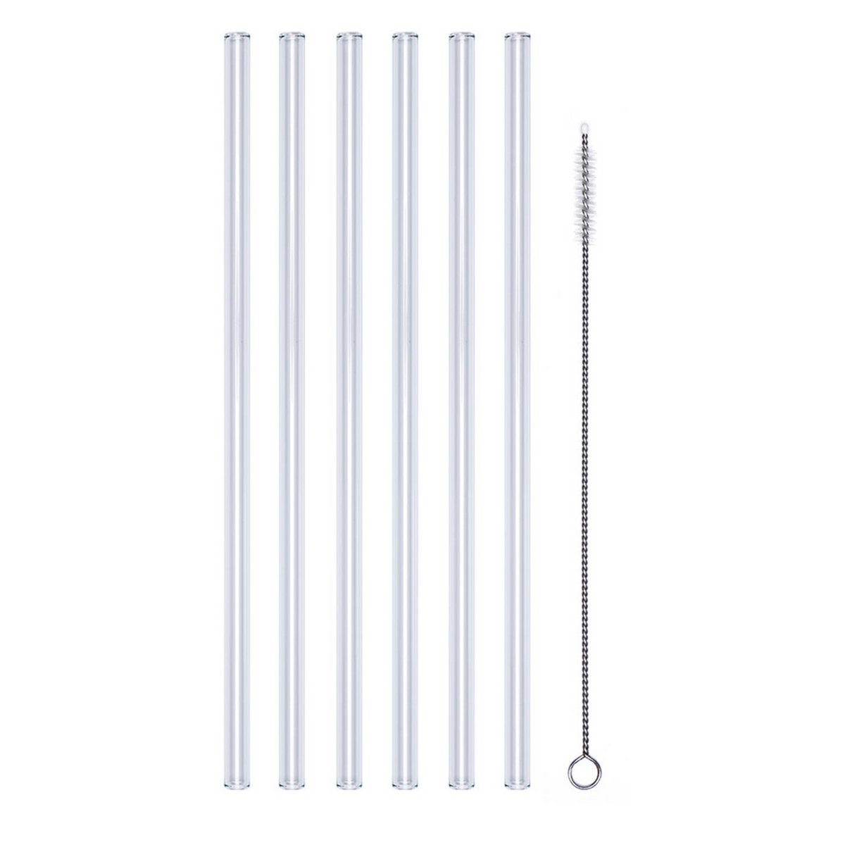 Glazen rietje, herbruikbaar, lengte 23 cm, 7 stuks.
