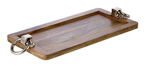EDZARD houten dienblad met handvaten, gemaakt van hard mangohout, handvatten van vernikkeld aluminium, 60 x 20 cm