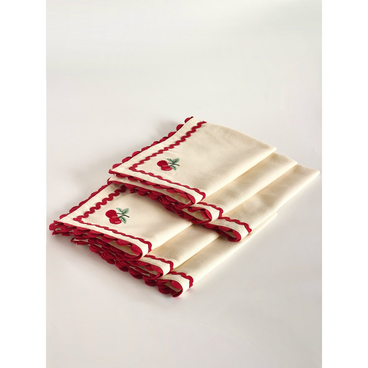 Tovagliette ricamate Cherry Crush - Set di 6