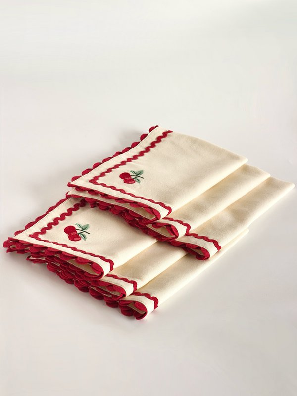 Tovagliette ricamate Cherry Crush - Set di 6