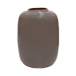 A tall, cylindrical vase in a neutral gray color. The vase has a simple, minimalist design that would complement a variety of decor styles.