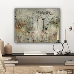 Lærredsmaleri - vægdekoration - blomster - grå - natur - kunst