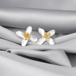 Lily Flower Stud Earrings - 925 Sterling Silver Stud Earrings - OHR925-41