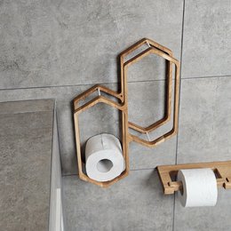 Toilet Paper Holder for Wall Mounting, Wooden Bathroom Storage Rack for 4 Rolls, Compact Organizer for Bathrooms