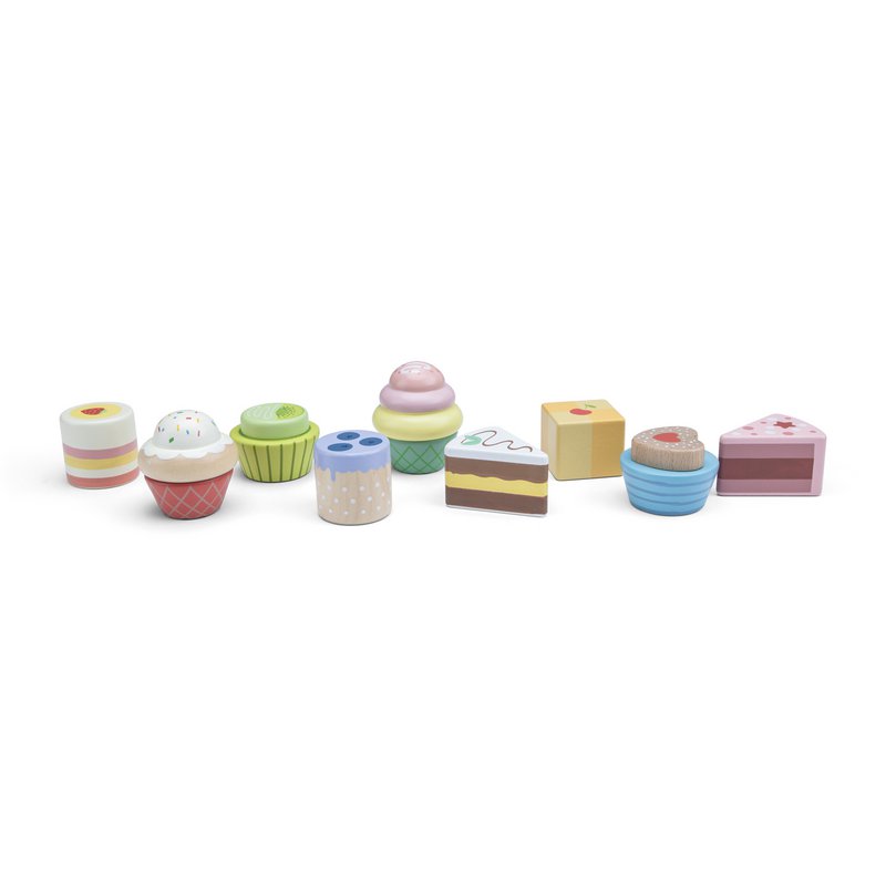Houten Speelgoed Gebakjes Set - 9 Stuks