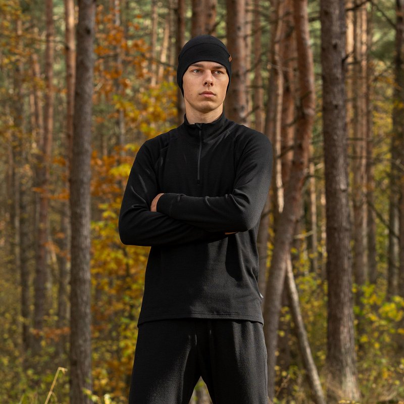 Men's Merino 250 Set of Zip Neck Top & Jogger Sweatpants Black