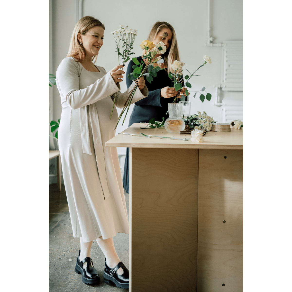Robe de maternité et infirmière Tisu, beige crème