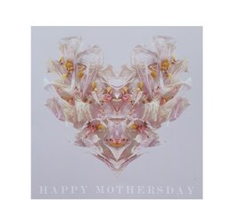 Square Mother's Day postcard with floral heart design and envelope.