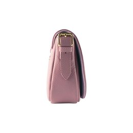 RB1002AZ | Borsa a Tracolla in Vera Pelle Made in Italy con Tracolla removibile in pelle e attacchi con fibbie in metallo Oro Lucido - Colore Rosa Antico - Dimensioni: cm 26 x 20 x 10