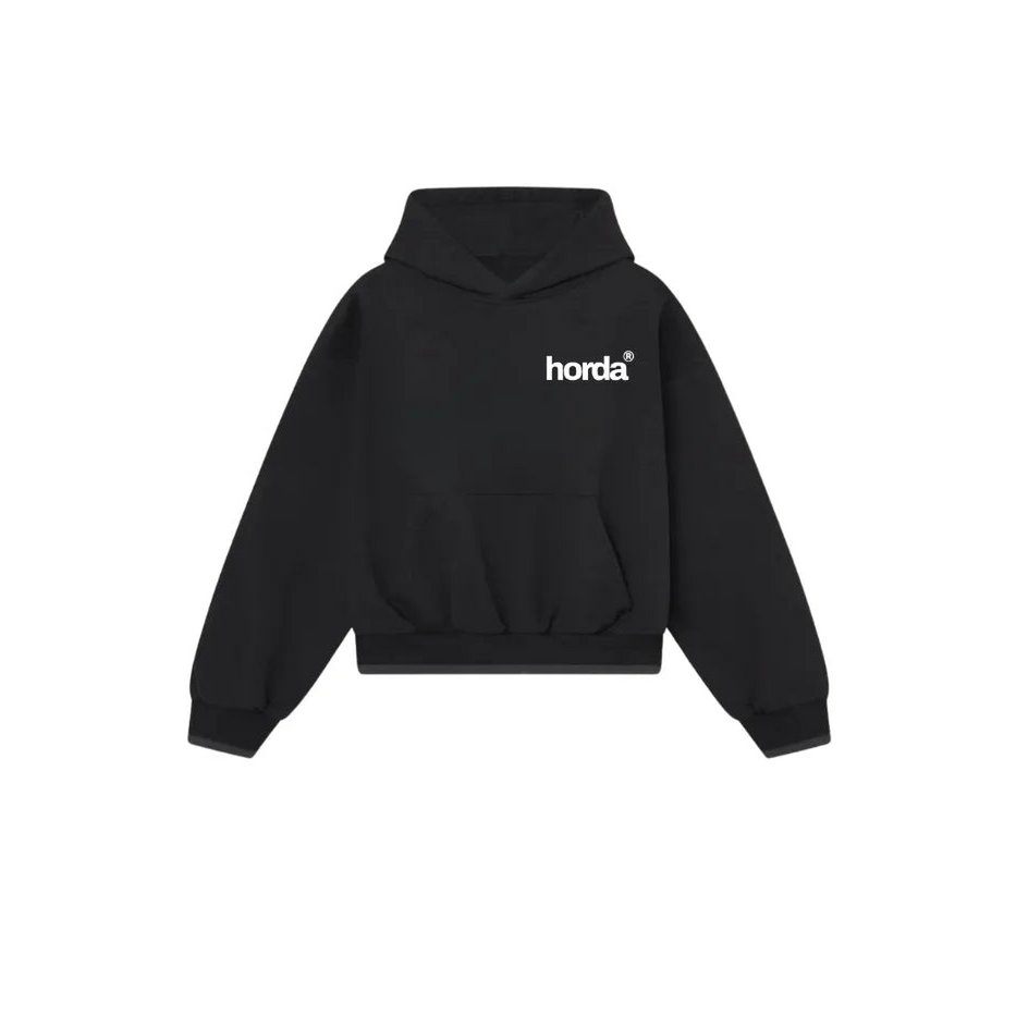 Felpa Nera Boxy Fit 330g Human | Made in Italy - Horda Brand