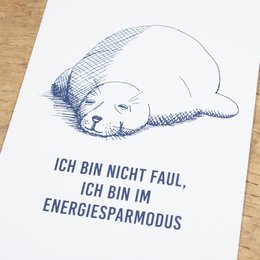 Maritime postcard "Seehund in the energy saving mode" made of recycled paper