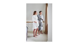Premium badekåbe af Eden »Soft Coral Fleece 350 g/m²» Lang sauna frakke med tilknyttede poser »Morning Mantle 116 cm lang» unisex i grå