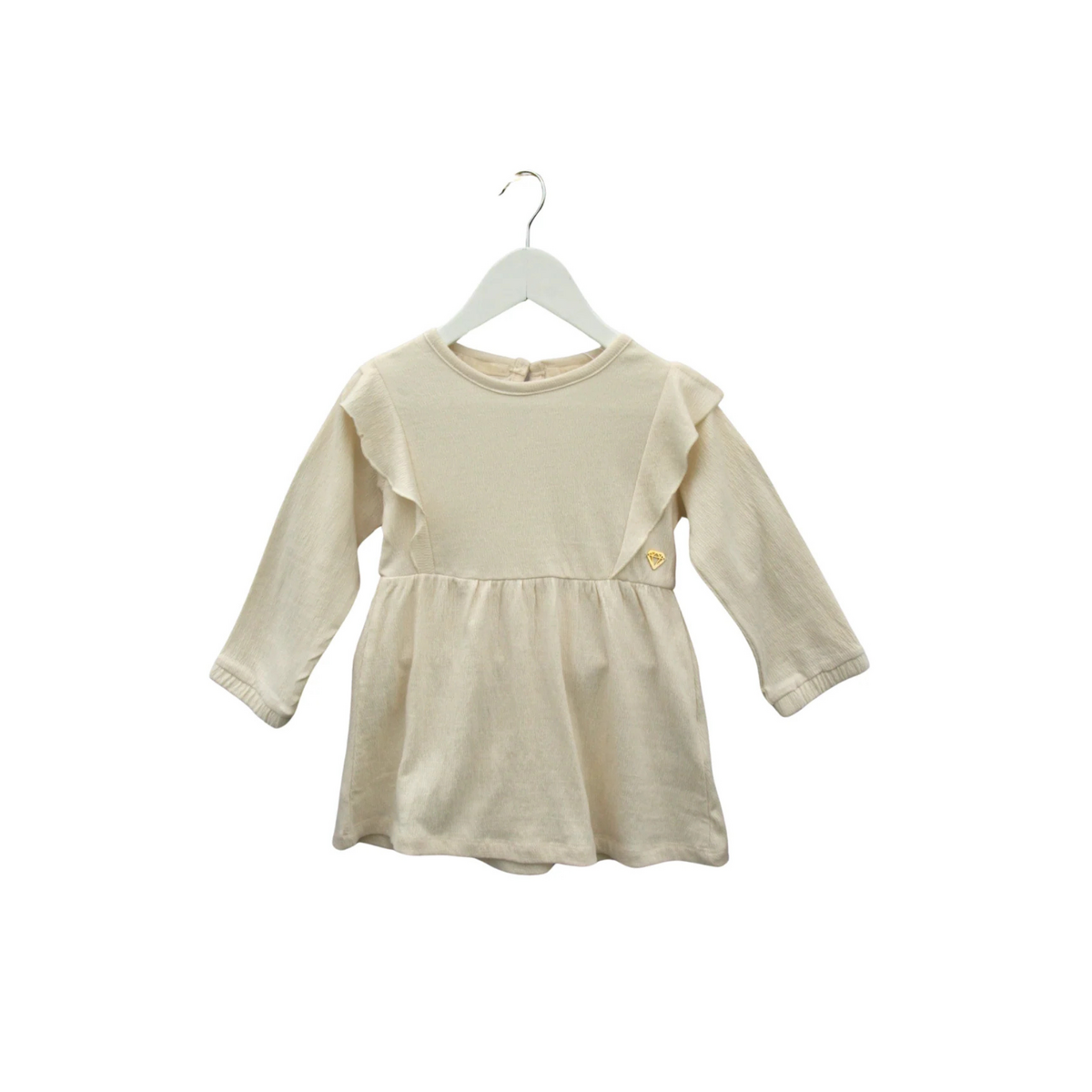 Little Chic Baby Dress – Cream White with Refined Ruffles – Timeless Elegance