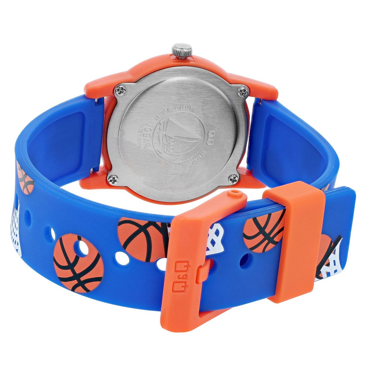 Q&Q børneur med silikonerem, "Basketball", 10 bar