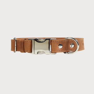 Leren halsband – echt volnerf leer, handgemaakt in Europa, 5 kleuren, verstelbaar