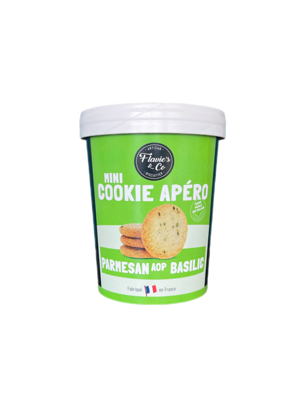 Mini galletas de aperitivo: Parmesano A.O.P. - Albahaca