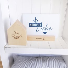 Kaartenstandaard Prachtig hier van duurzaam beukenhout - kaartenhouder met ankergravure - maritiem woonaccessoire