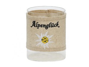Tealight holder alpine luck made of glass Ø8x10cm
