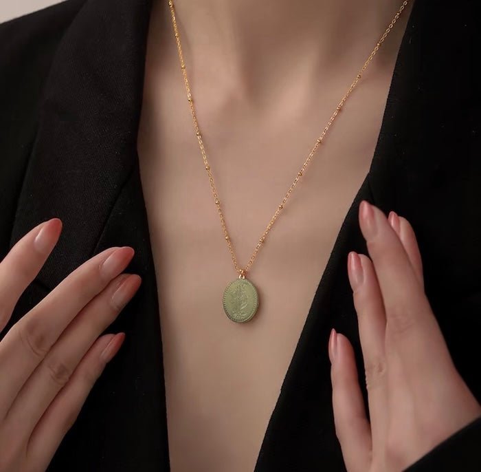 Botanical Mother of Pearl Medallion Necklace