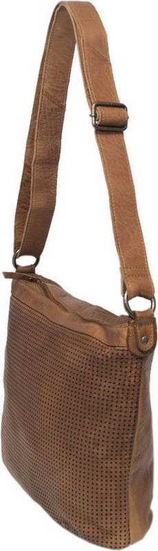 Damer skuldertaske - lysebrunt vintage læder, skuldertaske eller crossbody taske