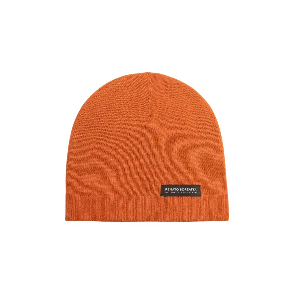 RB5008IC | COURMAYEUR - Dubbelzijdige gebreide unisex-muts gemaakt in Italië. Paprika/cacao kleur