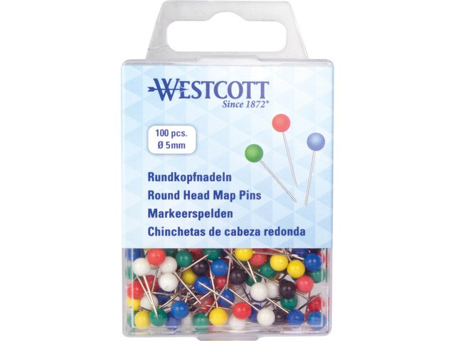 Perni di marcatura Westcott 5mm ass. colori, 5 mm x 16 mm 100 pezzi in scatola di plastica