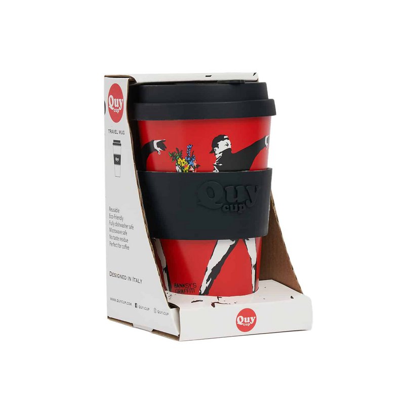 Banksy Travel Mug in RPET 400 ml - The Flower Thrower
