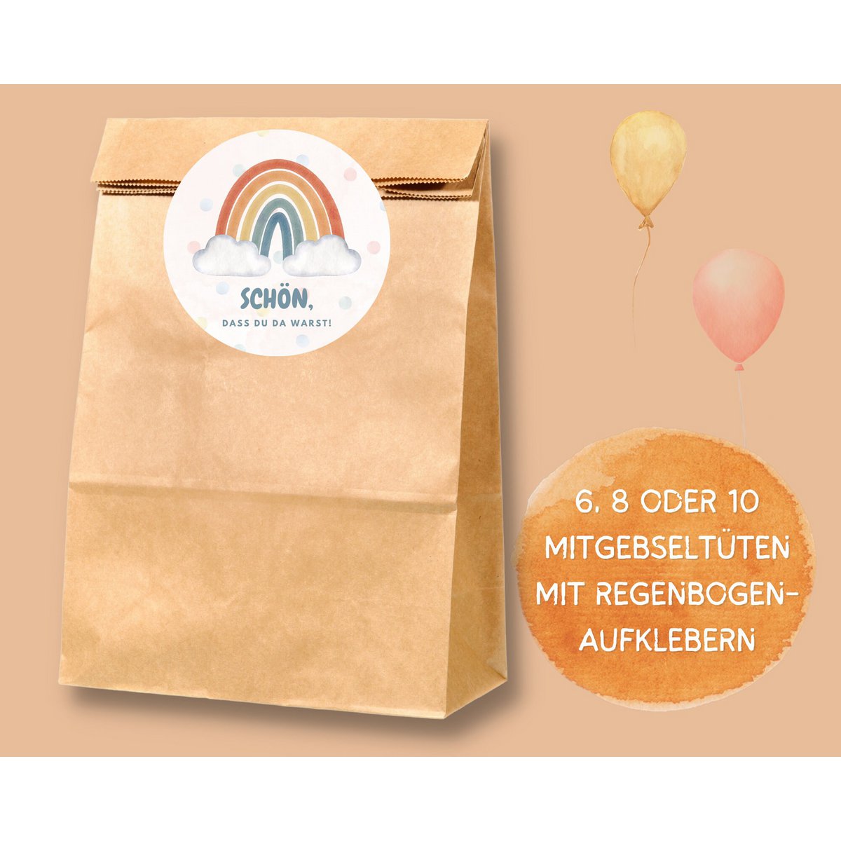 Bolsas de recuerdo de fiesta de arco iris de otoño con pegatinas - Bolsas de fiesta de arco iris para fiestas de cumpleaños infantiles de otoño
