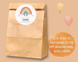 Autumn rainbow party favor bags with stickers - rainbow party bags for autumn children's birthday parties. Colorful rainbow design, perfect for small and large gifts.