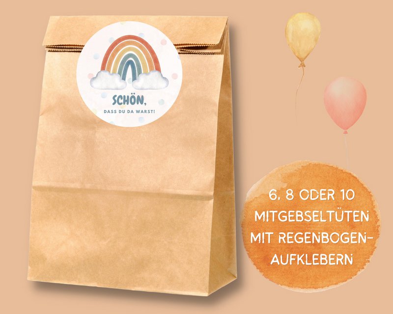 Sacs de fête arc-en-ciel d'automne avec autocollants - sacs de fête arc-en-ciel pour les fêtes d'anniversaire des enfants d'automne