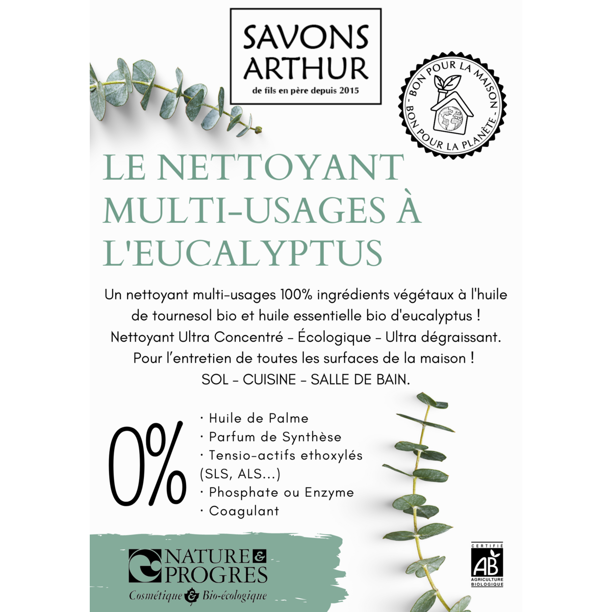 ORGANIC Multi-Purpose Cleaner with Eucalyptus • 1L bottles