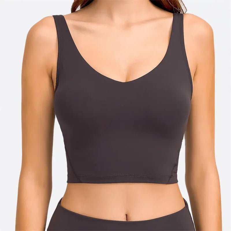 Camiseta sin mangas Nepoagym PASSION con estante, sujetador integrado, Top corto con acolchado extraíble, sujetador deportivo palangre para Yoga y gimnasio