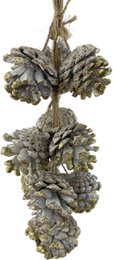 Tannenzapfen-Anhänger - Goldpinsel | 35cm | Natürliche Weihnachtsdekoration | Tannenzapfendekor auf Jutekordel | Gold