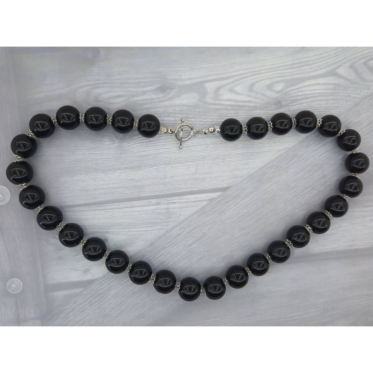 #28 Vintage zwarte parel ketting 