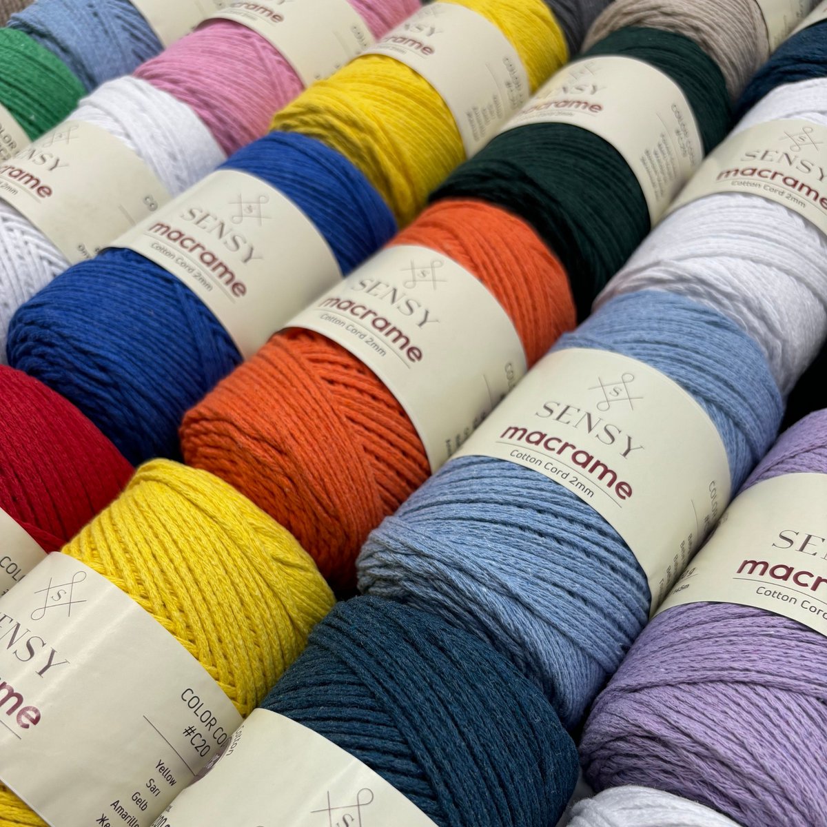 Sensy Premium 2 mm - 160 yards 100 % genanvendt bomuldsmacrame-ledning