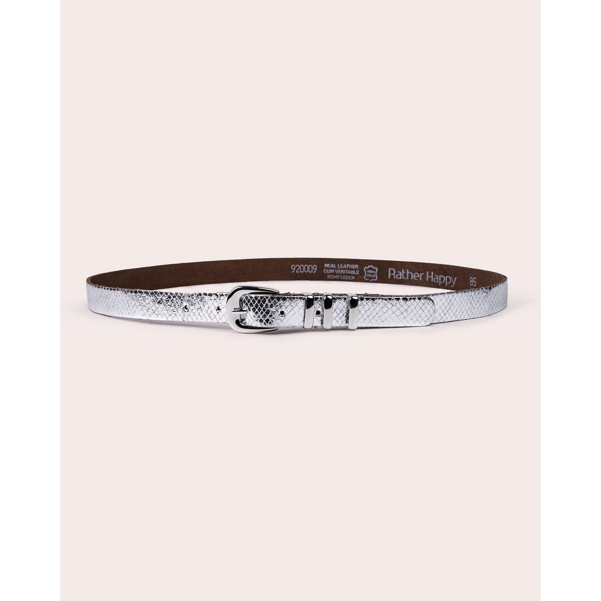 MIRA | Embossed Leather Belt with Triple-Ring Buckle