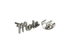 Stainless steel stud earrings with a minimalist 'mom' design.