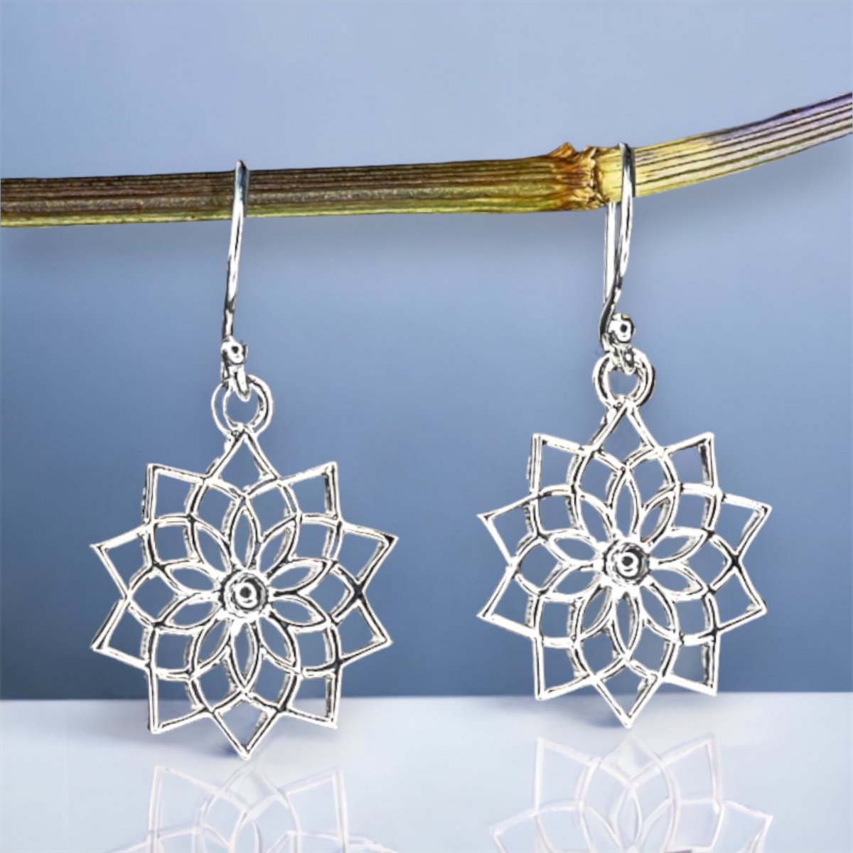Magische oorbellen van 925 sterling zilver met mandala-motief - hoogwaardig sieraad - OHR925-120