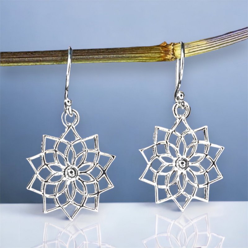 Magische oorbellen van 925 sterling zilver met mandala-motief - hoogwaardig sieraad - OHR925-120
