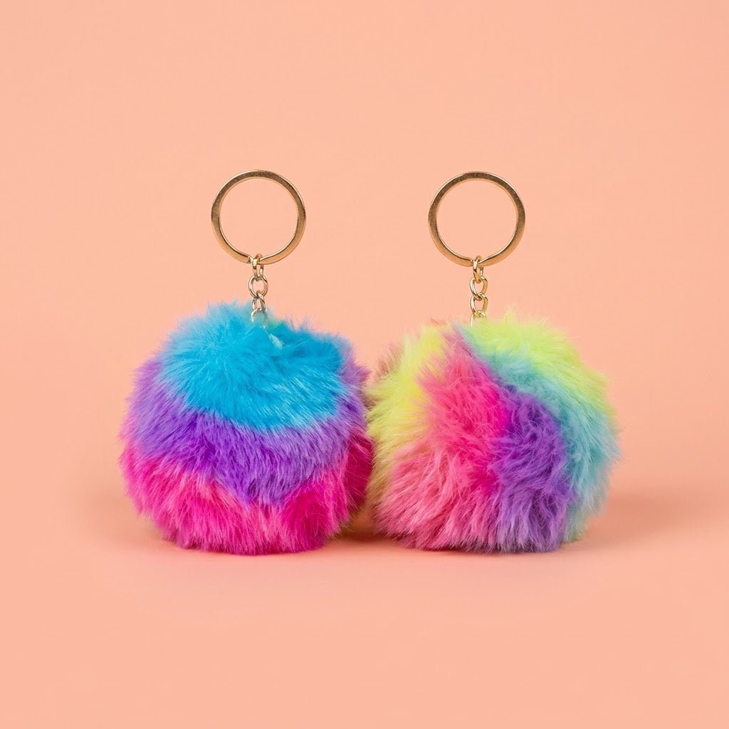 Fluffy Pompom Ball Keychain Large 8 cm