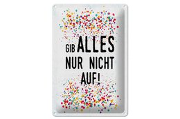 Blikskilt, der siger 20x30 cm. Opgiv ikke alt dekorativt skilt