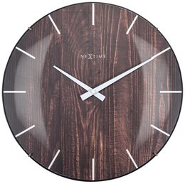 Horloge murale - 35 cm - Dôme Verre - 'Edge Wood Dome'
