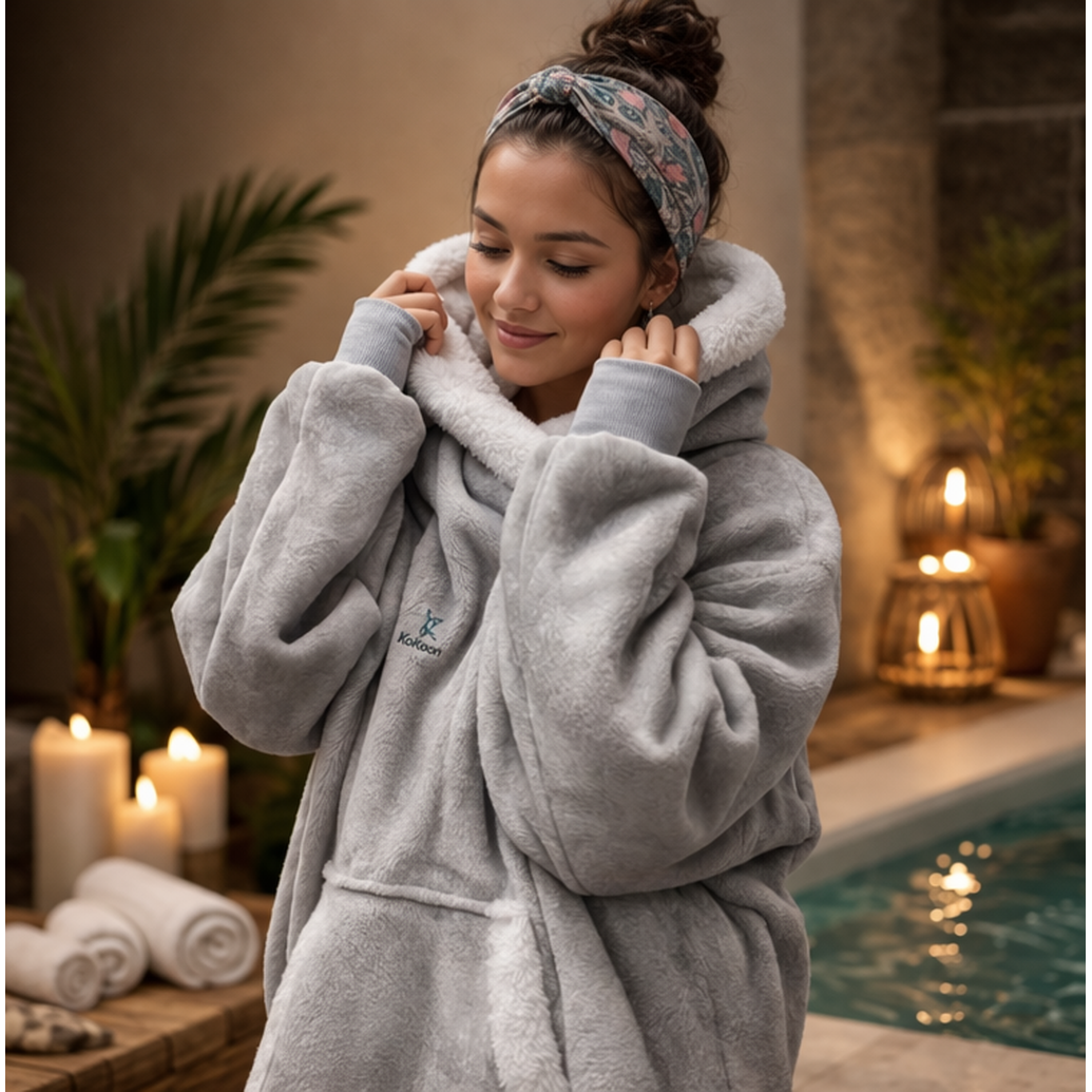 Poncho spa & bien-être – ultra doux – chaleur et confort – idéal détente – taille universelle